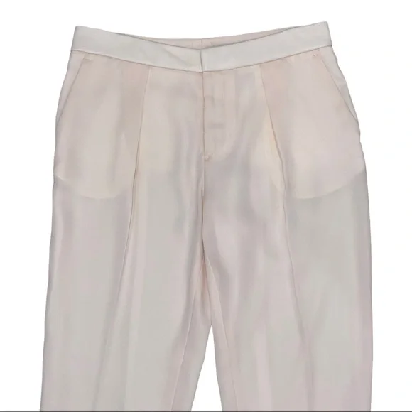 Rag & Bone Pink Silky Lined Leather Waistband Cuffed Trousers Size 2 - Picture 3 of 7